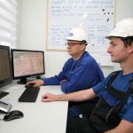 Control room of CO2 capture plant - from right Marcin Stec and Adam Tatarczuk