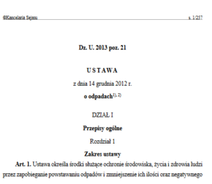 Ustawa z dnia 14 grudnia 2012 r. o odpadach